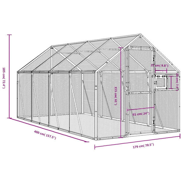 vidaXL Aviary Anthracite 1.79x4x1.85 m Aluminum
