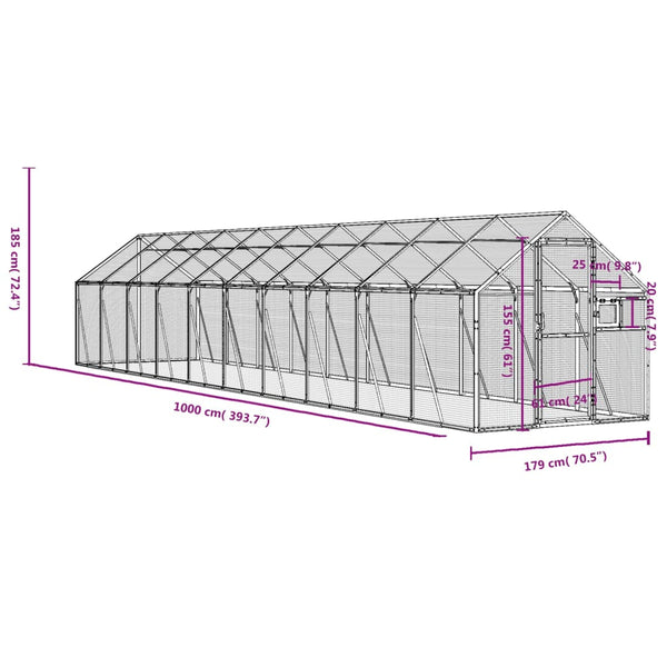 vidaXL Aviary Anthracite 1.79x10x1.85 m Aluminum