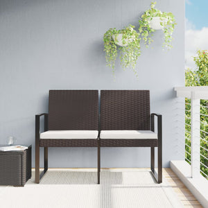 2-Sitzer Gartenbank mit Kissen, Braun