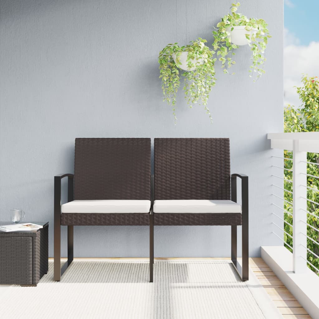 2-Sitzer Gartenbank mit Kissen, Braun