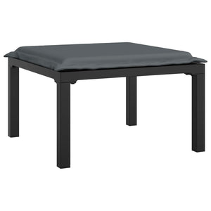 vidaXL Garden Stool with Cushions Black and Grey Poly Rattan