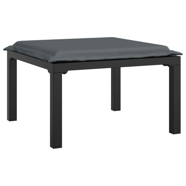 vidaXL Garden Stool with Cushions Black and Grey Poly Rattan