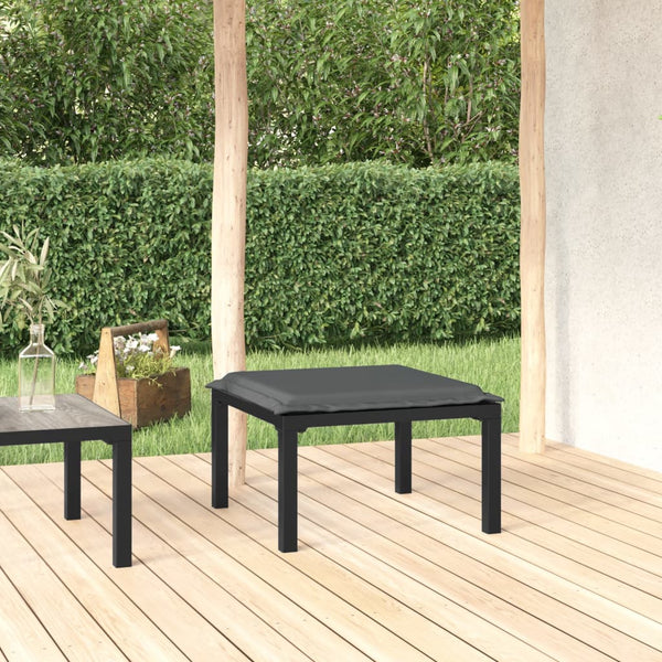 vidaXL Garden Stool with Cushions Black and Grey Poly Rattan