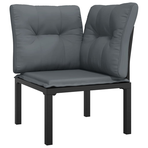 vidaXL 3-Piece Garden Lounge Set Black and Grey Poly Rattan