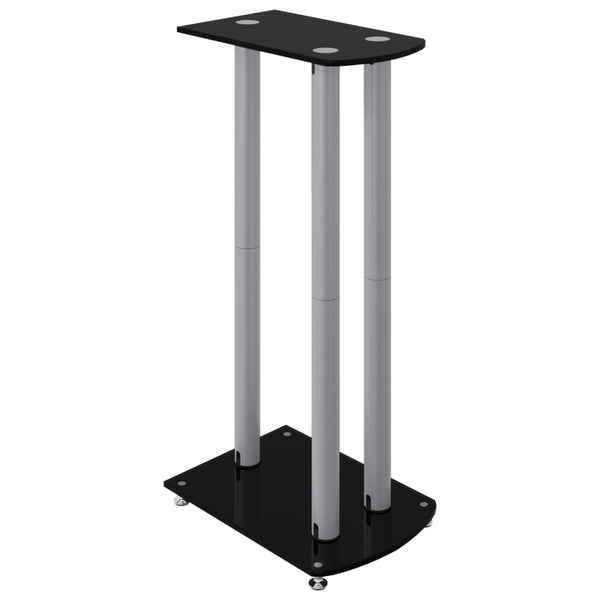 Lautsprecherständer 2er Set Hartglas Schwarz & Silber
