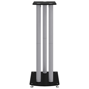 Lautsprecherständer 2er Set Hartglas Schwarz & Silber