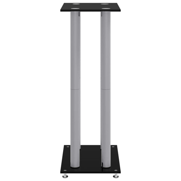 Lautsprecherständer Schwarz/Silbern Hartglas 2er Set