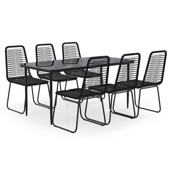 vidaXL 7-Piece Garden Dining Set Black