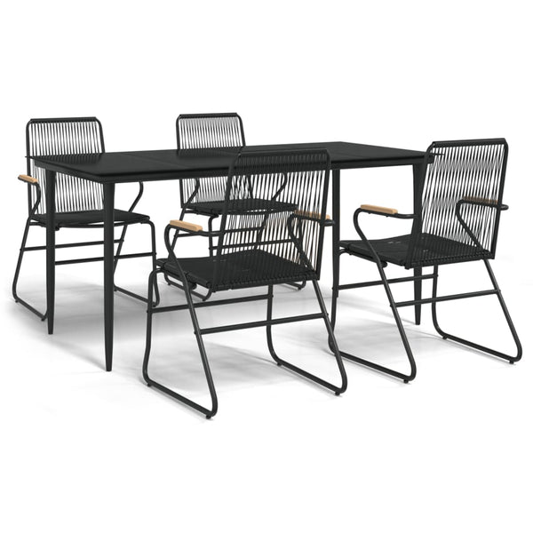 vidaXL 5-piece Garden Dining Set Black PVC Rattan