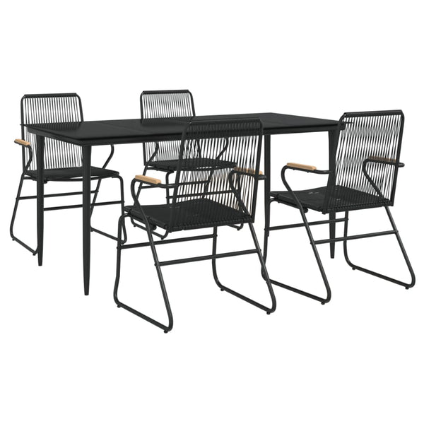 vidaXL 5-piece Garden Dining Set Black PVC Rattan