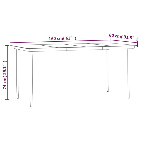 vidaXL 5-piece Garden Dining Set Black PVC Rattan