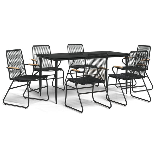 vidaXL 7-Piece Garden Dining Set Black PVC Rattan
