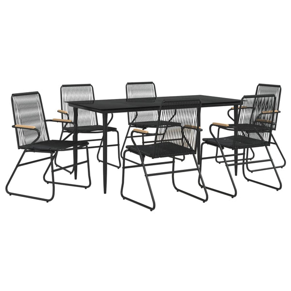 vidaXL 7-Piece Garden Dining Set Black PVC Rattan