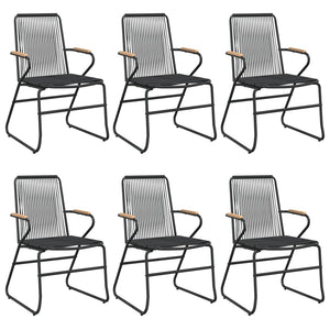 vidaXL 7-Piece Garden Dining Set Black PVC Rattan