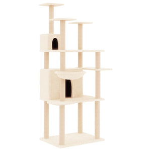 vidaXL Cat Tree with Sisal Scratching Posts Cream 166 cm