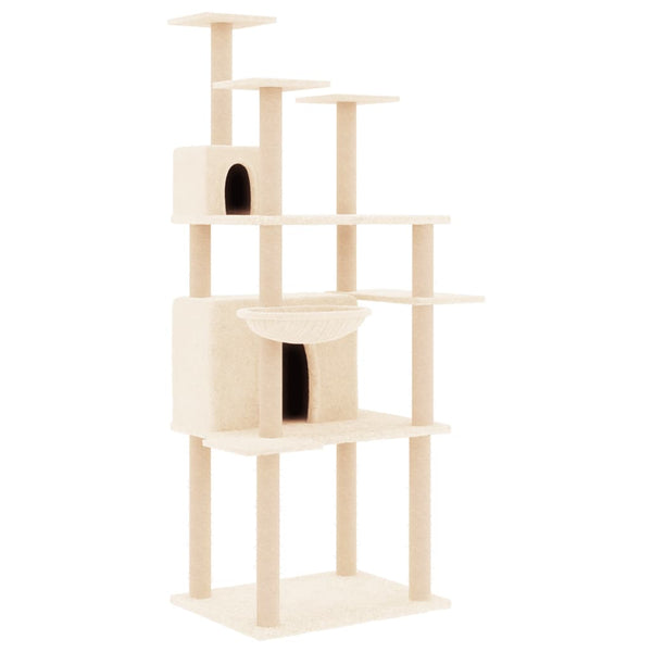 vidaXL Cat Tree with Sisal Scratching Posts Cream 166 cm