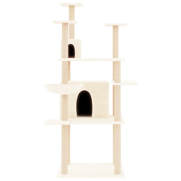 vidaXL Cat Tree with Sisal Scratching Posts Cream 166 cm