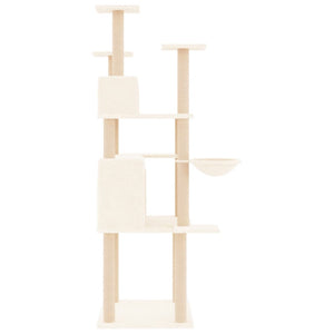 vidaXL Cat Tree with Sisal Scratching Posts Cream 166 cm