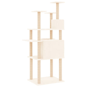 vidaXL Cat Tree with Sisal Scratching Posts Cream 166 cm