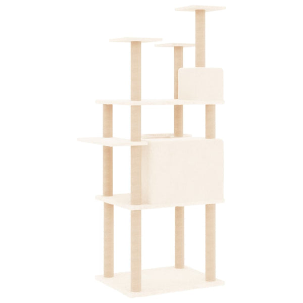 vidaXL Cat Tree with Sisal Scratching Posts Cream 166 cm