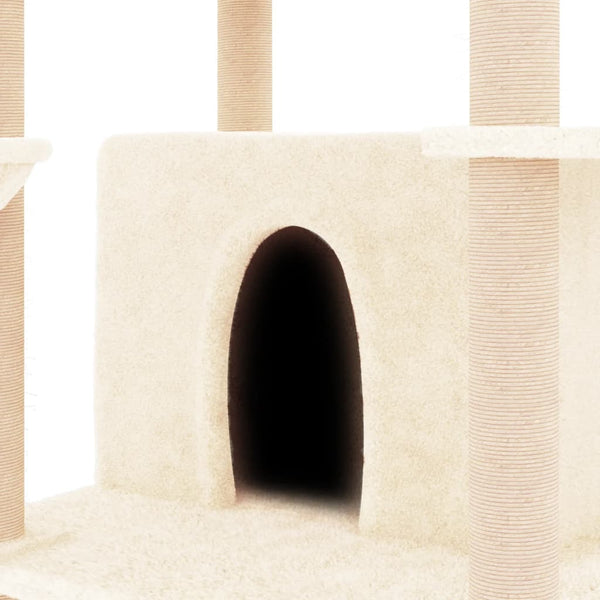 vidaXL Cat Tree with Sisal Scratching Posts Cream 166 cm