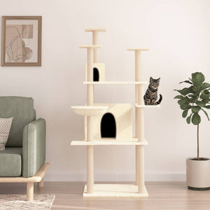 vidaXL Cat Tree with Sisal Scratching Posts Cream 166 cm