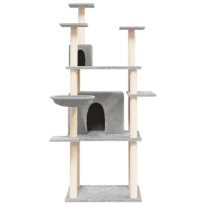 vidaXL Cat Tree with Sisal Scratching Posts Light Gray 166 cm