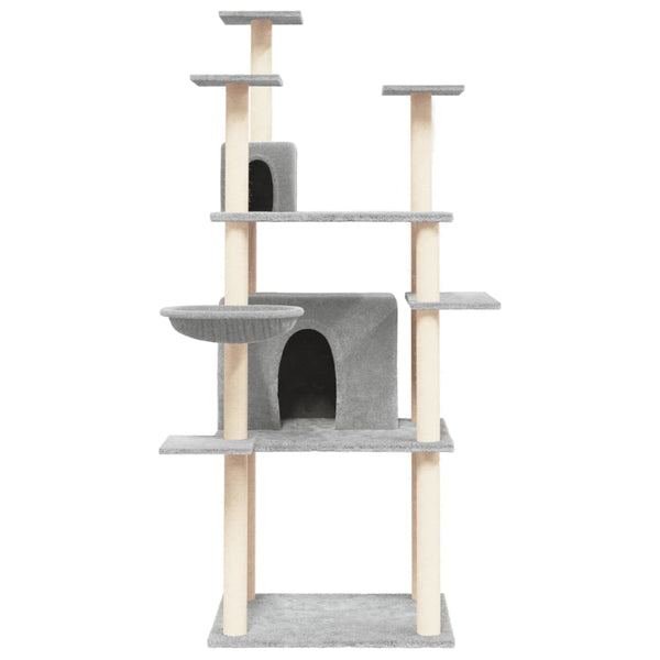 vidaXL Cat Tree with Sisal Scratching Posts Light Gray 166 cm