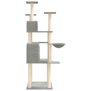 vidaXL Cat Tree with Sisal Scratching Posts Light Gray 166 cm