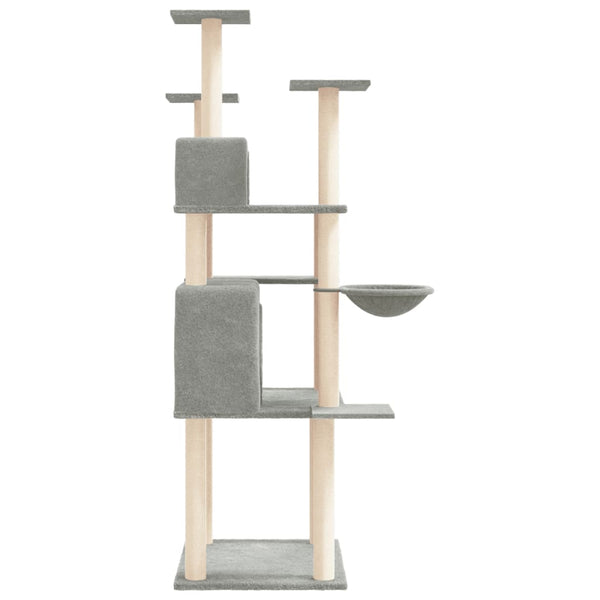 vidaXL Cat Tree with Sisal Scratching Posts Light Gray 166 cm