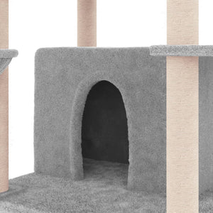 vidaXL Cat Tree with Sisal Scratching Posts Light Gray 166 cm