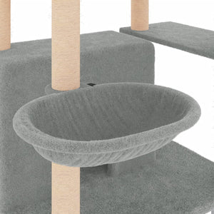 vidaXL Cat Tree with Sisal Scratching Posts Light Gray 166 cm