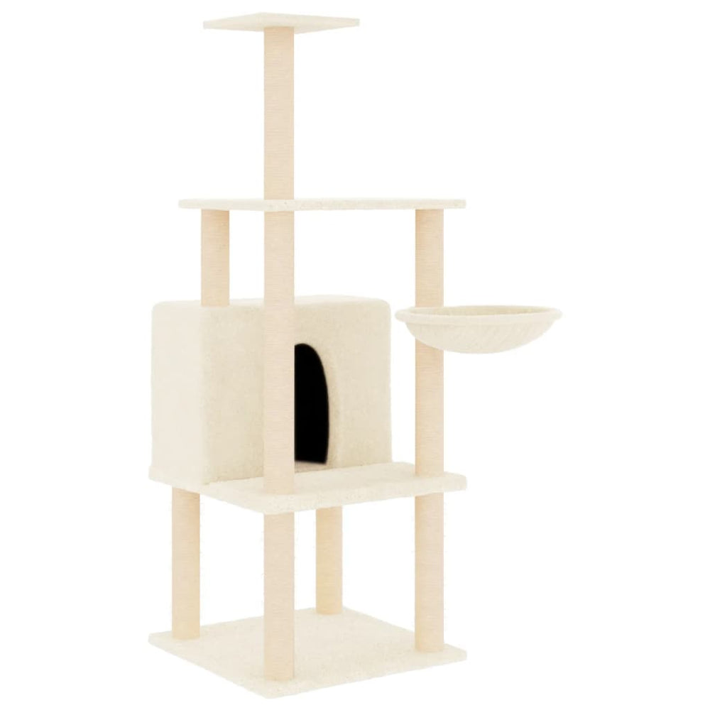 vidaXL Cat Scratching Tree with Sisal Scratching Posts Cream 132 cm