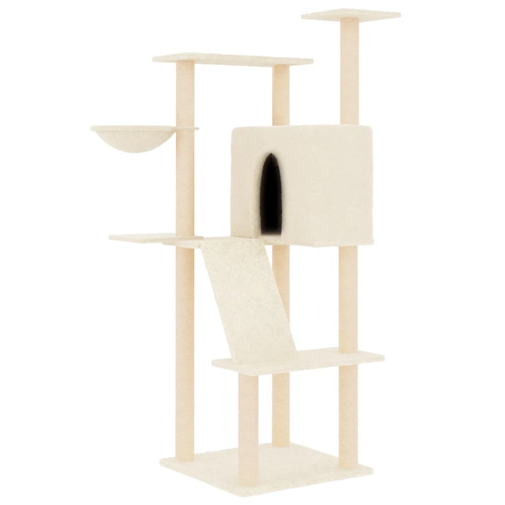 vidaXL Cat Tree with Sisal Scratching Posts Cream 143 cm