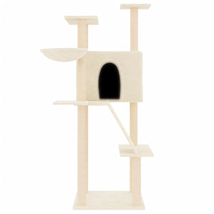 vidaXL Cat Tree with Sisal Scratching Posts Cream 143 cm