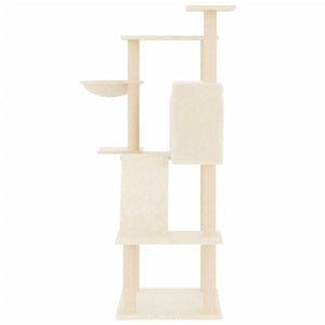 vidaXL Cat Tree with Sisal Scratching Posts Cream 143 cm