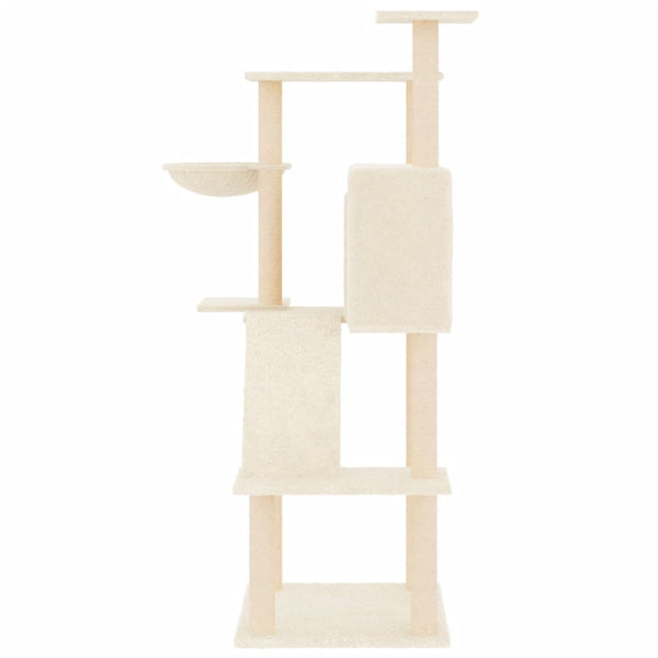 vidaXL Cat Tree with Sisal Scratching Posts Cream 143 cm