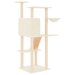 vidaXL Cat Tree with Sisal Scratching Posts Cream 143 cm
