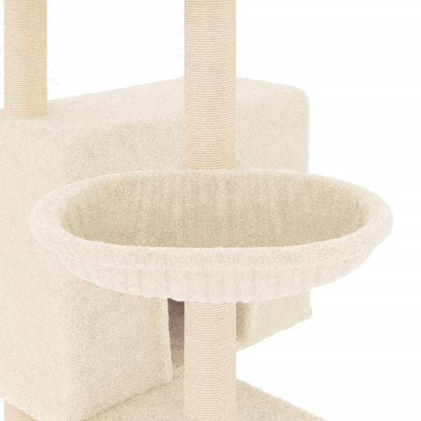 vidaXL Cat Tree with Sisal Scratching Posts Cream 143 cm