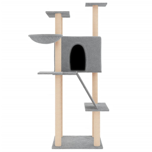 vidaXL Cat Tree with Sisal Scratching Posts Light Gray 143 cm
