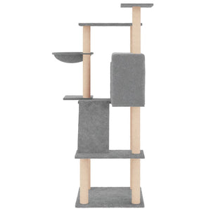 vidaXL Cat Tree with Sisal Scratching Posts Light Gray 143 cm