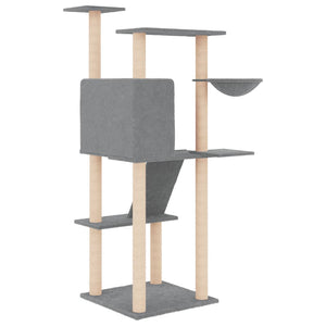vidaXL Cat Tree with Sisal Scratching Posts Light Gray 143 cm