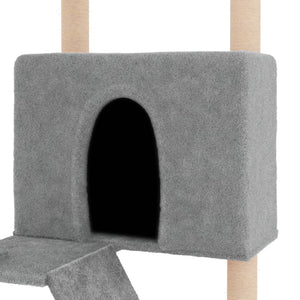 vidaXL Cat Tree with Sisal Scratching Posts Light Gray 143 cm