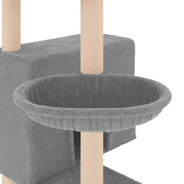 vidaXL Cat Tree with Sisal Scratching Posts Light Gray 143 cm