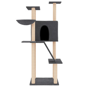vidaXL Cat Tree with Sisal Scratching Posts Dark Grey 143 cm