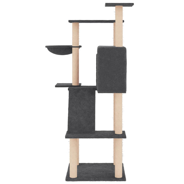 vidaXL Cat Tree with Sisal Scratching Posts Dark Grey 143 cm