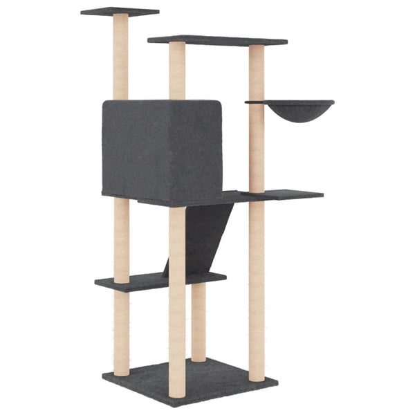 vidaXL Cat Tree with Sisal Scratching Posts Dark Grey 143 cm