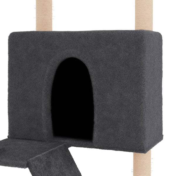 vidaXL Cat Tree with Sisal Scratching Posts Dark Grey 143 cm