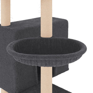 vidaXL Cat Tree with Sisal Scratching Posts Dark Grey 143 cm