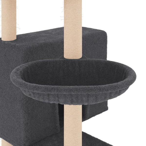 vidaXL Cat Tree with Sisal Scratching Posts Dark Grey 143 cm